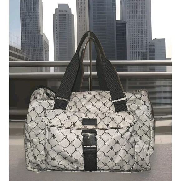 RALPH LAUREN Signature RL Logo Travel Duffle Weekend Carry On Bag Gray 16x14x5 - Picture 1 of 16